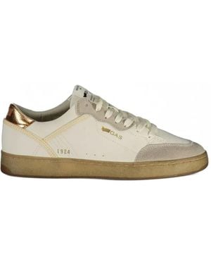 Gas Metallic-Effect Logo-Print Sneakers - White
