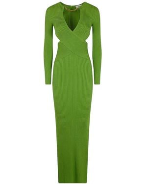 Elisabetta Franchi Cut-Out V-Neck Maxi Dress - Green
