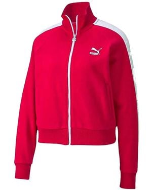 PUMA Zip-Fastening Stripe-Detail Sweatshirt - Red