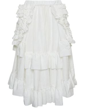 Comme des Garçons Falda Midi Con Volantes - Blanco