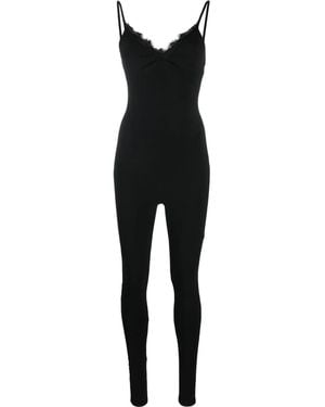 Atu Body Couture Lace-Trim Sleeveless Jumpsuit - Black