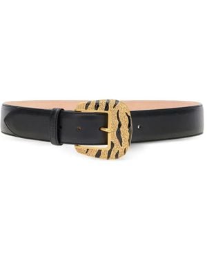 Roberto Cavalli Zebra-Print Crystal-Embellished Belt - White