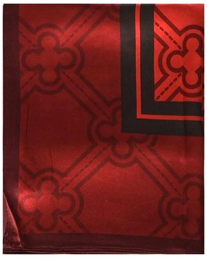 V73 ジオメトリックパターン スカーフ - レッド