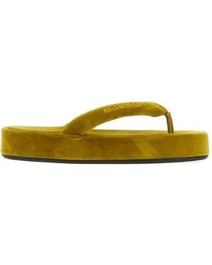 Balenciaga Jet Lag Velvet Slippers - Yellow