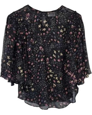 Isabel Marant Floral-Print Silk Blouse - Black