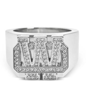 Off-White c/o Virgil Abloh Crystal-Embellished Signet Ring - White