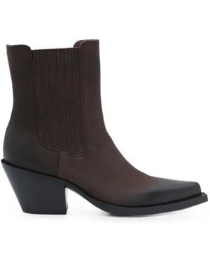 Paris Texas Dallas Pointed-Toe Leather Ankle Boots - Black