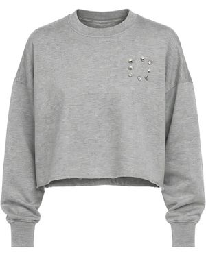 EZR Stud-Embellished Cropped Sweatshirt - Grey