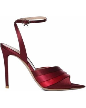 Gianvito Rossi Satin Heeled Sandals - Red