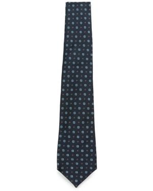 Kiton Corbata Con Motivo Floral - Azul