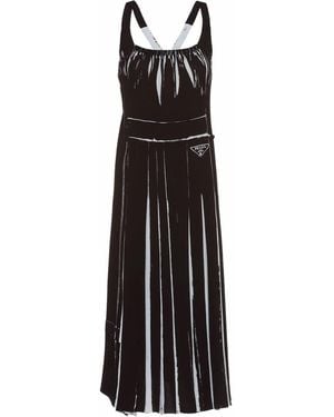Prada Sleeveless Printed Sablé Dress - Black