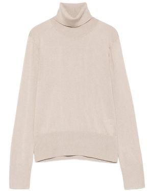 Alpha Studio Roll-Neck Ribbed-Trim Sweater - White