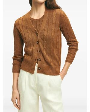 Brooks Brothers Cardigan En Maille Torsadée - Marron