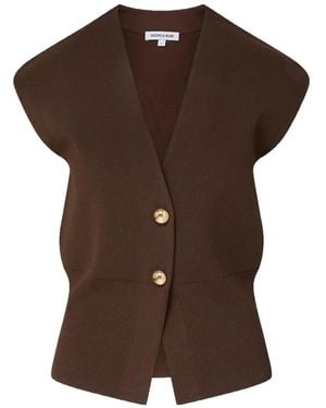 Veronica Beard Isador Button-Up Vest - Brown