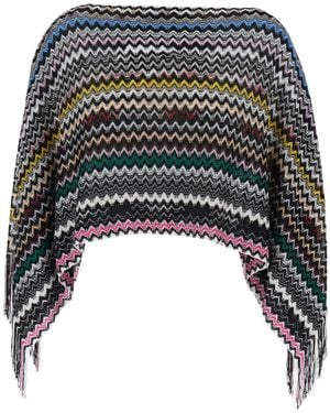 Missoni Poncho Mit Fransen - Schwarz