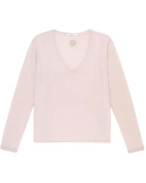 Maliparmi Rose-Embroidered V-Neck Sweater - Pink