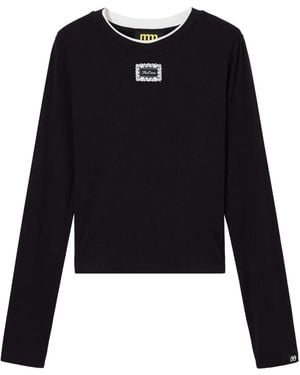 Mini Cream Long-Sleeve Top - Black