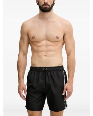 Trussardi Logo-Print Drawstring Swim Shorts - Black