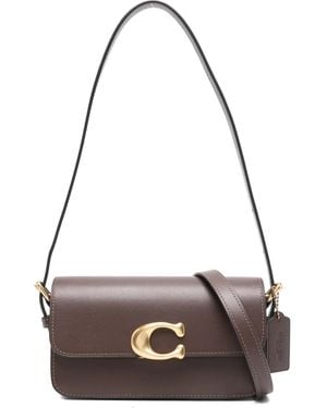 COACH Zoe C-Clasp Leather Shoulder Bag - Grey