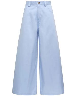 Maliparmi Contrast-Stitch Wide-Leg Pants - Blue