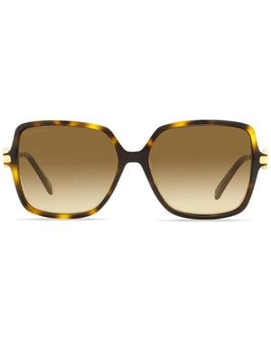 OMEGA EYEWEAR Tortoiseshell-Effect Square-Frame Sunglasses - Brown