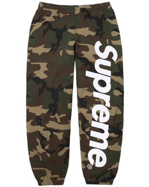 Supreme Satin-Appliqué Camouflage-Print Track Trousers - Green