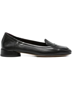 Pomme D ́Or Leather Flat Court Shoes - Black