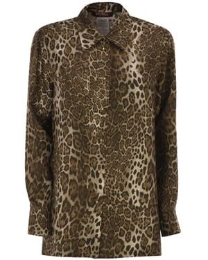 Max Mara Leopard-Print Silk Shirt - Green