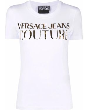 Versace Jeans Couture Logo-Print Metallic T-Shirt - White