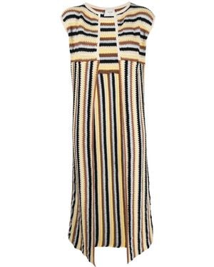 Alysi Stripe-Pattern Knitted Gilet - Brown