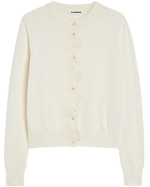 Jil Sander Cardigan À Fleurs En Crochet - White