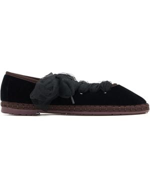 Flabelus Ginevra Tulle Ribbon Espadrilles - Black