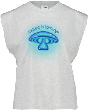 CASABLANCA Mushroom-Graphic Sleeveless Top - Grey