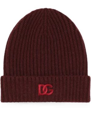 Dolce & Gabbana English Rib Knit Hat - Red