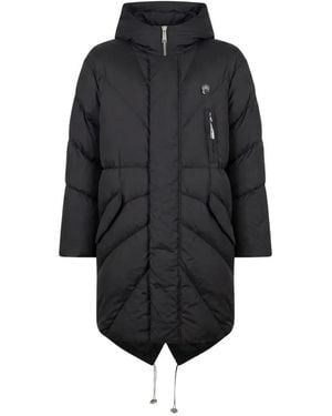 John Richmond Quilted Hooded Coat - Black