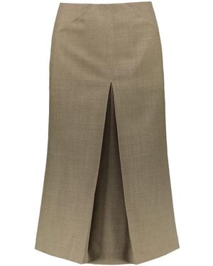 Yves Salomon Wool Split Skirt - Natural