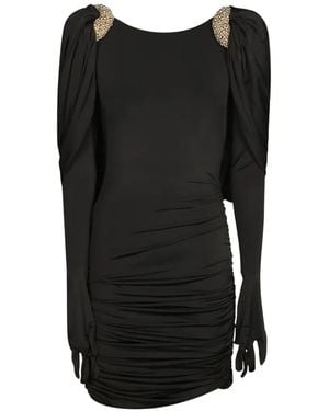 Amen Bead-Embellished Ruched Midi Dress - Black
