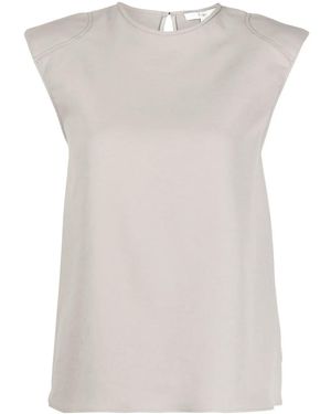 Tibi Padded-Shoulder Tank Top - Gray