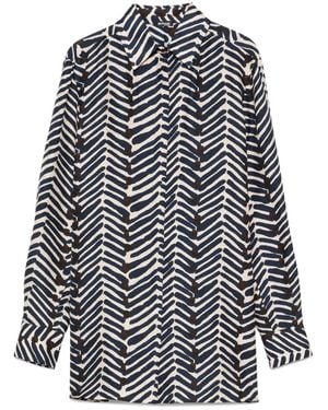 Kiton Herringbone-Print Silk Shirt - White
