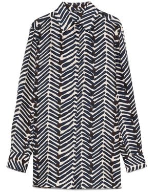 Kiton Zijden Blouse Met Visgraatprint - Wit