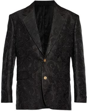 Versace Patterned Button Jacket - Black