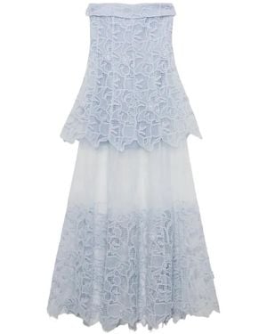Jonathan Simkhai Vestido Largo Rennis Con Ribete De Encaje - Azul