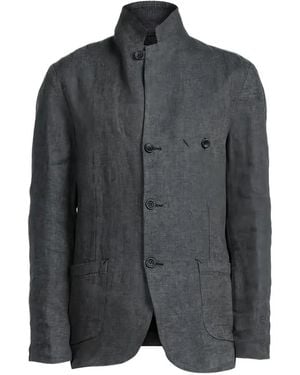 Hannes Roether High-Neck Button-Up Blazer - Grey