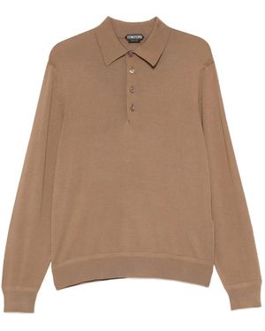 Tom Ford Long-Sleeve Polo Shirt - Natural