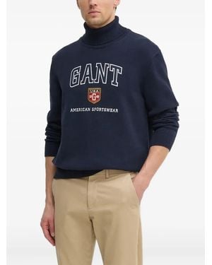 GANT Logo-Embellished Turtleneck Jumper - Blue