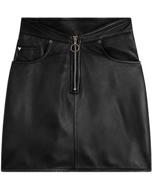 Fiorucci Leather Zippered Mini Skirt - Black