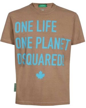 DSquared² One Life Slogan-Print Crew-Neck T-Shirt - Blue