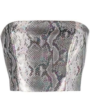 ROTATE BIRGER CHRISTENSEN Metallic Snakeskin Bandeau Top - Grey