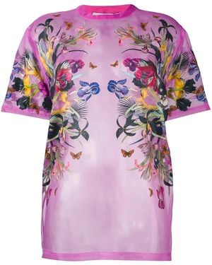 Givenchy Floral Print Sheer T-Shirt - Pink