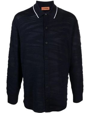 Missoni Contrasting-Trim Wool-Blend Shirt - Blue